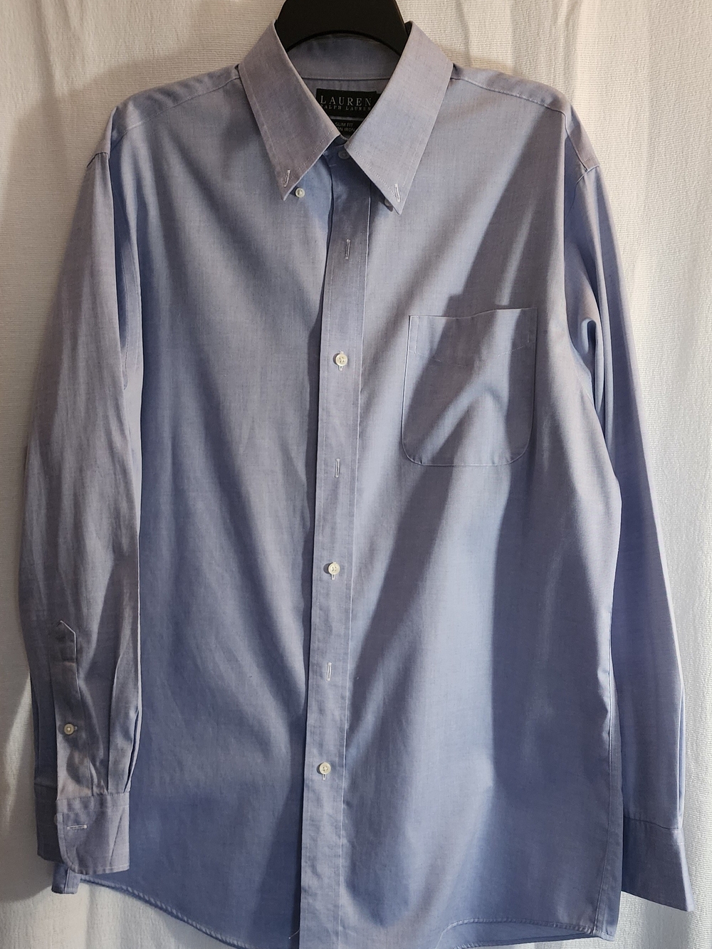 Ralph Lauren Men's Button Down Slim Fit Dress Shirt   Non-Iron Blue LS  17 32/33
